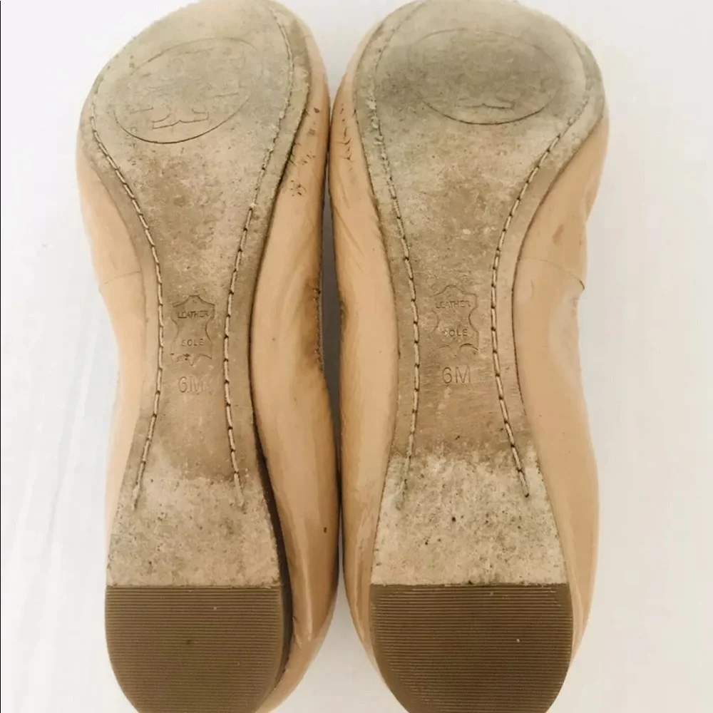 Tory Burch Nude Caroline Ballet Flats Womens Size 6 Beige Slip On
